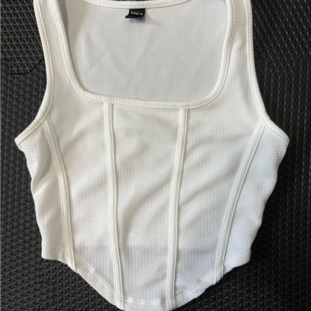 SHEIN White Ribbed Bustier Tank Top
